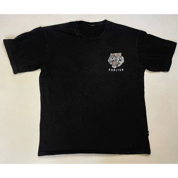 Publish Tiger Graphic T-shirt Men Large Black Short Sleeve - Picture 3 of 5